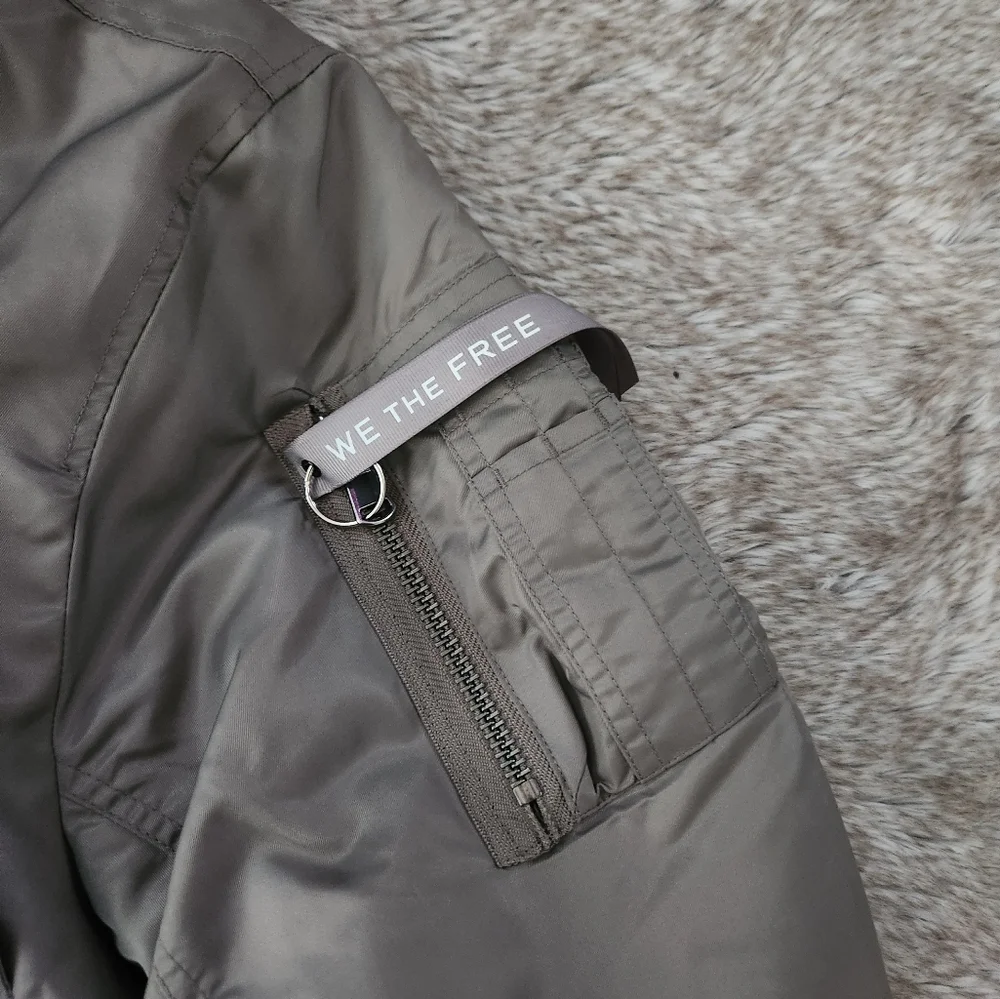 Free People We The Free Aviator‎ Bomber Jacket Fallen Rock Gray Women's Medium